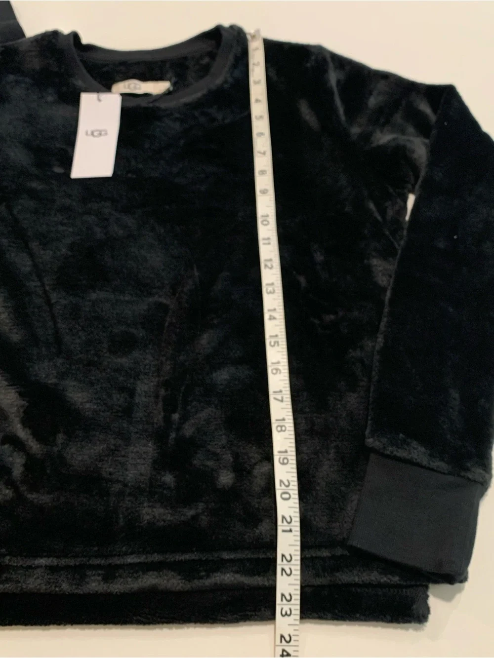 UGG Black Plush Fleece High Pile Dbl Face Crewneck Long Sleeve Top Sweatshirt, S - Picture 6 of 9